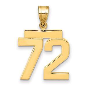 14k Yellow Gold, Athletic Collection Medium Polished Number 72Pendant